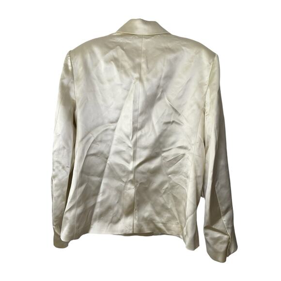 Helsa Heavy Satin Double Breasted Blazer Jacket Career Shoulder Pads Bone M - Picture 11 of 11